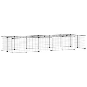 vidaXL 28panelov&aacute; ohr&aacute;dka pro zv&iacute;řata s dv&iacute;řky čern&aacute; 210 x 70 x 35 cm ocel