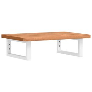 vidaXL Deska pod umyvadlo n&aacute;stěnn&aacute; ocel a masivn&iacute; bukov&eacute; dřevo