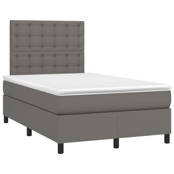 vidaXL Box spring postel s matrac&iacute; &scaron;ed&aacute; 120x190 cm uměl&aacute; kůže
