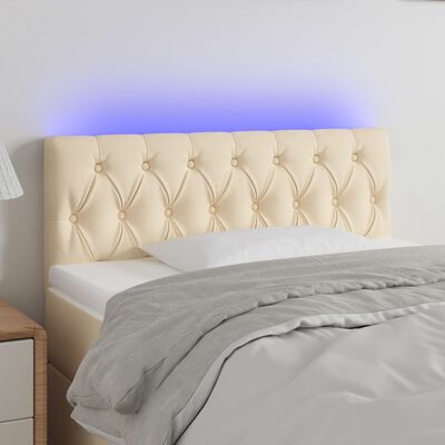 vidaXL Čelo postele s LED krémové 90 x 7 x 78/88 cm textil