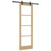vidaXL Posuvn&eacute; dveře Př&iacute;rodn&iacute; 78 x 232 cm Masivn&iacute; borov&eacute; dřevo a sklo
