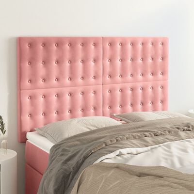 vidaXL Čelo postele 4 ks růžové 72x5x78/88 cm samet
