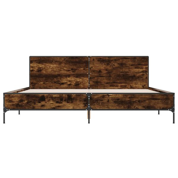 vidaXL R&aacute;m postele kouřov&yacute; dub 180 x 200 cm kompozitn&iacute; dřevo a kov