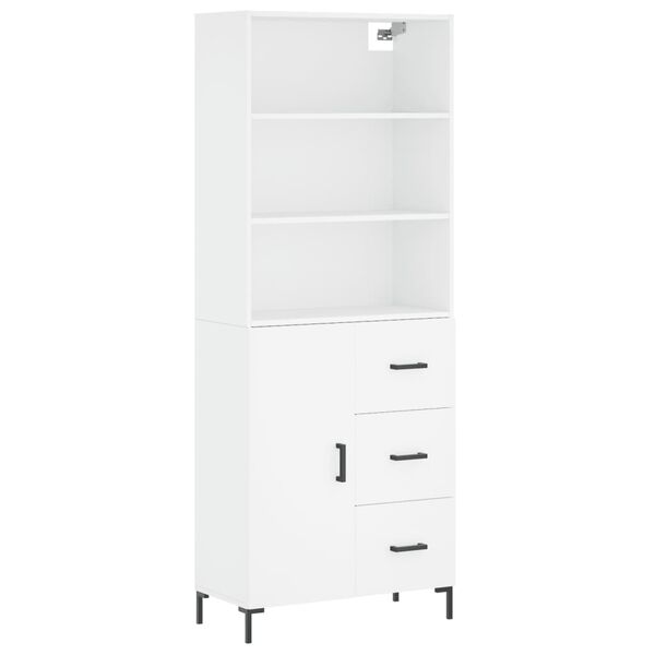 vidaXL Skř&iacute;ň highboard b&iacute;l&aacute; 69,5 x 34 x 180 cm kompozitn&iacute; dřevo