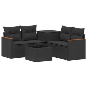 vidaXL Set pohovek 6 ks Čern&aacute; Poly ratan a ocel