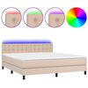 vidaXL Box spring postel matrace a LED cappuccino 180x200cm uměl&aacute; kůže