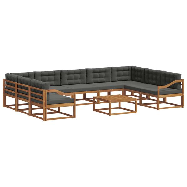 vidaXL Venkovn&iacute; pohovkov&aacute; souprava 10 pcs Přirozen&aacute; a Anthracitov&aacute;