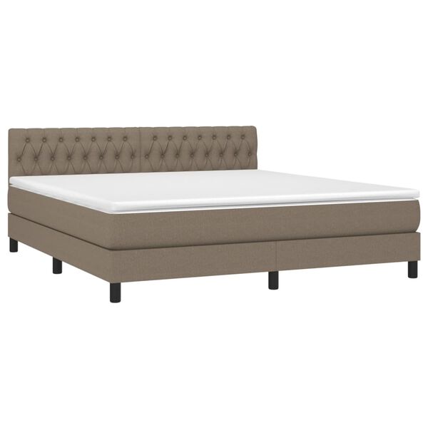 vidaXL Box spring postel s matrac&iacute; a LED taupe 180x200 cm textil
