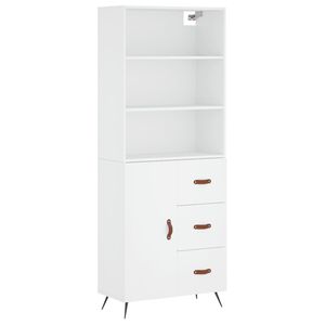 vidaXL Skř&iacute;ň highboard b&iacute;l&aacute; 69,5 x 34 x 180 cm kompozitn&iacute; dřevo