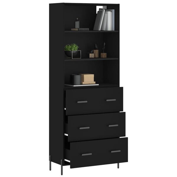 vidaXL Skř&iacute;ň highboard čern&aacute; 69,5 x 34 x 180 cm kompozitn&iacute; dřevo