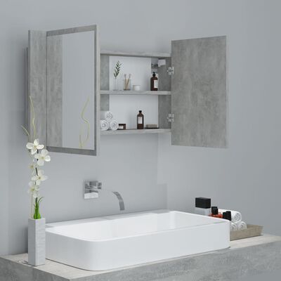 vidaXL LED koupelnová skříňka se zrcadlem betonově šedá 80x12x45 cm
