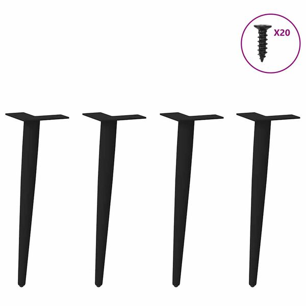 vidaXL Nohy konferenčn&iacute;ho stolku kuželov&eacute;ho tvaru 4 ks čern&eacute; 42-43 cm ocelov&eacute;