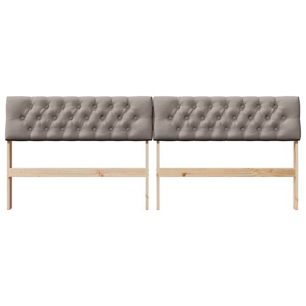 vidaXL Čalouněn&eacute; čelo postele Taupe 200 cm Masivn&iacute; borov&eacute; dřevo