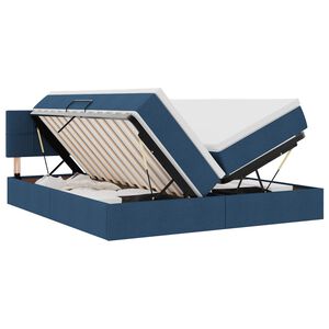 vidaXL Postel s &uacute;ložn&yacute;m prostorem s čelo Modr&aacute; 180 x 200 cm Uměl&aacute; kůže