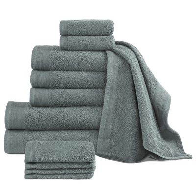 vidaXL 12dílná sada ručníků a osušek bavlna 450 g/m² zelená