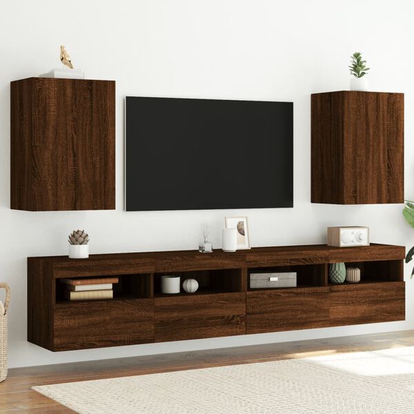 vidaXL N&aacute;stěnn&eacute; TV skř&iacute;ňky 2 ks hněd&yacute; dub 40,5 x 30 x 60 cm kompozit
