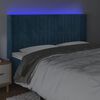 vidaXL Čelo postele s LED tmavě modr&eacute; 163 x 16 x 118/128 cm samet