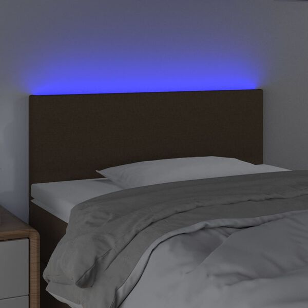 vidaXL Čelo postele s LED tmavě hněd&eacute; 80 x 5 x 78/88 cm textil