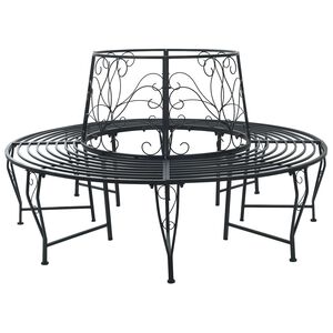 vidaXL Stromov&aacute; lavička 8-Počet m&iacute;st &Oslash; 160 x 89 cm Ocel Čern&aacute; Kulat&yacute;