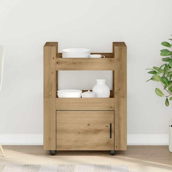 vidaXL Kuchyňský vozík dub artisan 60 x 45 x 80 cm Kompozitní dřevo