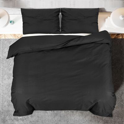 vidaXL Sada ložního prádla černá 155 x 220 cm bavlna