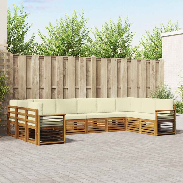 vidaXL Rohov&aacute; sofa sada s pol&scaron;t&aacute;řem 10 pcs Přirozen&aacute; a Kr&eacute;mov&aacute;