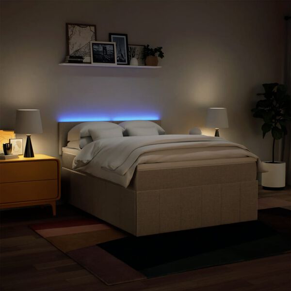 vidaXL Box spring postel s matrac&iacute; kr&eacute;mov&aacute; 140x200 cm textil