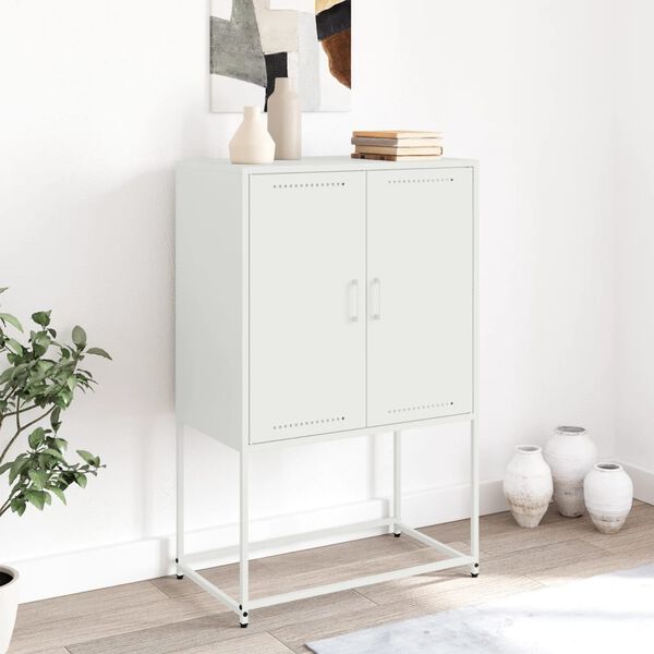 vidaXL Skříň highboard bílá 68,5 x 38,5 x 107 cm ocel