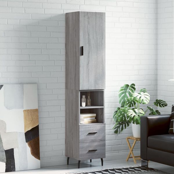 vidaXL Skř&iacute;ň highboard &scaron;ed&aacute; sonoma 34,5 x 34 x 180 cm kompozitn&iacute; dřevo