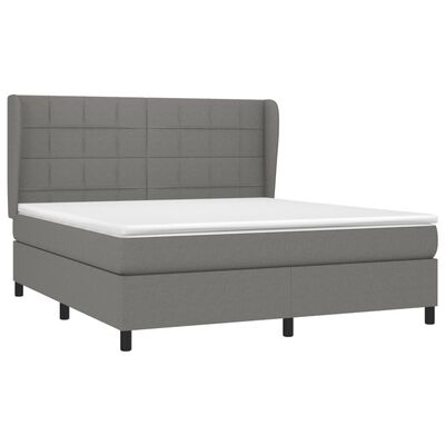vidaXL Box spring postel s matrací tmavě šedá 180x200 cm textil
