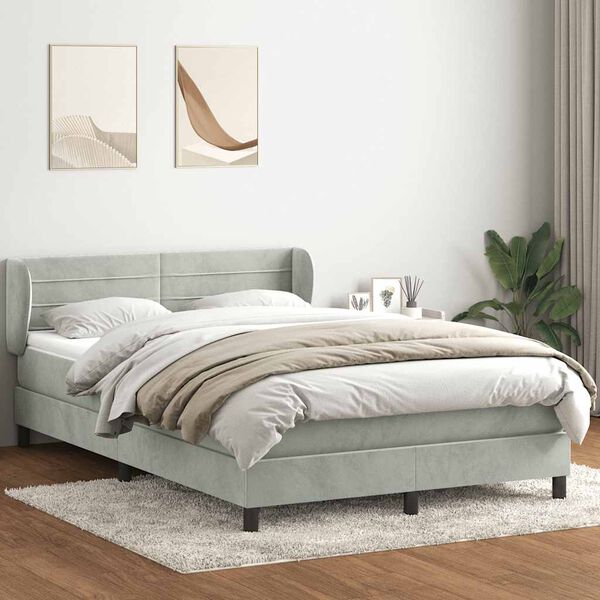 vidaXL Box spring postel s matrac&iacute; světle &scaron;ed&aacute; 160x220 cm samet