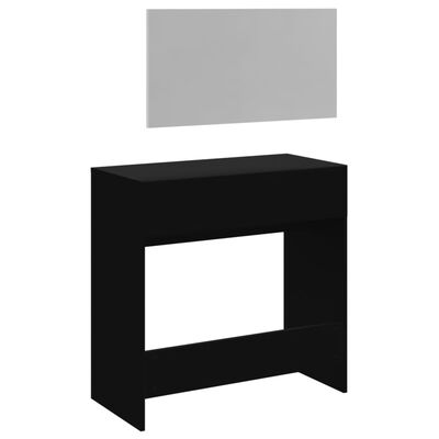 vidaXL Toaletní stolek se zrcadlem černý 80 x 39 x 80 cm