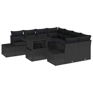 vidaXL Sada zahradn&iacute;ch pohovek 9 ks Čern&aacute; polyratan