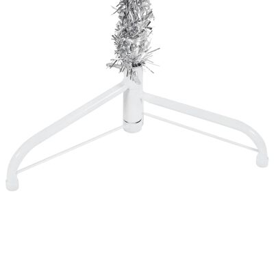 vidaXL Úzký umělý poloviční vánoční stromek se stojanem stříbrný 150cm