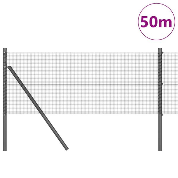 vidaXL Plotový sloupek. Šedá 50 x 0,4 m (12 x 12 mm síť) Ocel a PVC