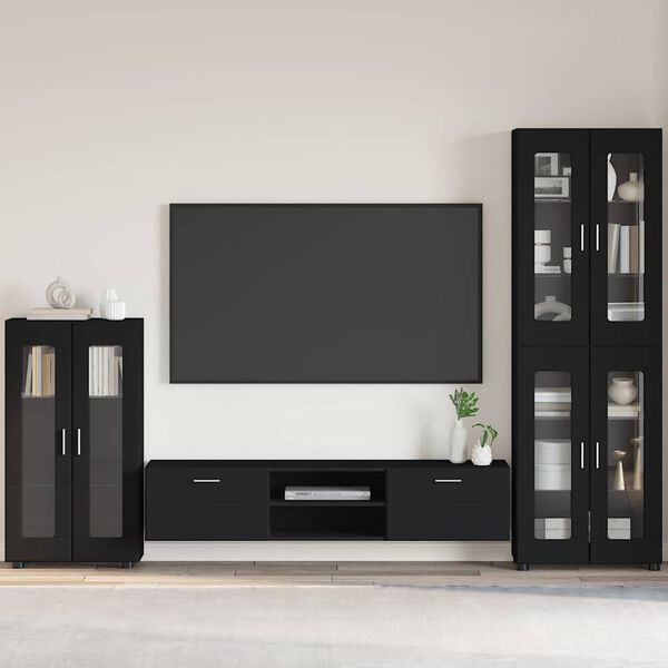 vidaXL Serv&iacute;rovac&iacute; skř&iacute;ň Čern&aacute; 55,5 x 29 x 103 cm kompozitn&iacute; dřevo