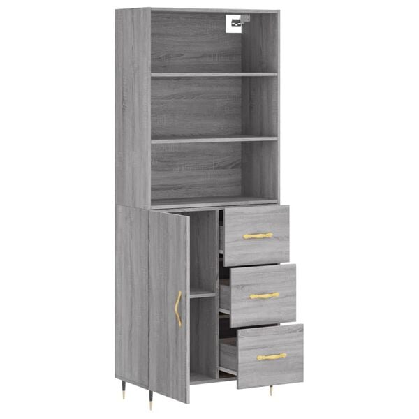 vidaXL Skř&iacute;ň highboard &scaron;ed&aacute; sonoma 69,5 x 34 x 180 cm kompozitn&iacute; dřevo