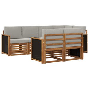 vidaXL Rohov&aacute; sofa sada s pol&scaron;t&aacute;řem 6 pcs Př&iacute;rodn&iacute; a světle &scaron;ed&aacute;