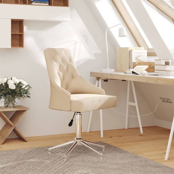 vidaXL Otočn&aacute; kancel&aacute;řsk&aacute; židle kr&eacute;mov&aacute; textil