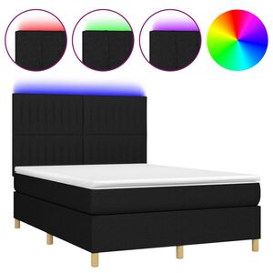 vidaXL Box spring postel s matrac&iacute; a LED čern&aacute; 140x200 cm textil