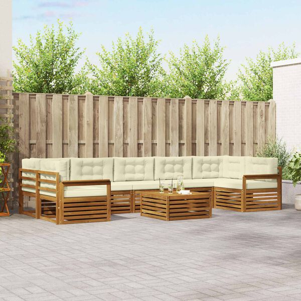 vidaXL Venkovn&iacute; pohovkov&aacute; souprava 8 pcs Přirozen&aacute; a Kr&eacute;mov&aacute;