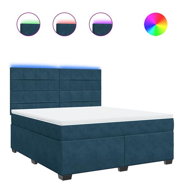 vidaXL Box spring postel s matrac&iacute; modr&aacute; 180 x 200 cm samet