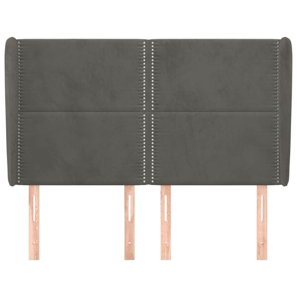 vidaXL Čelo postele typu u&scaron;&aacute;k tmavě &scaron;ed&eacute; 147x23x118/128 cm samet