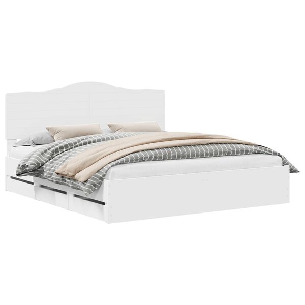 vidaXL R&aacute;m postele se z&aacute;suvkou B&iacute;l&aacute; 200 x 200 cm Inžen&yacute;rsk&eacute; dřevo