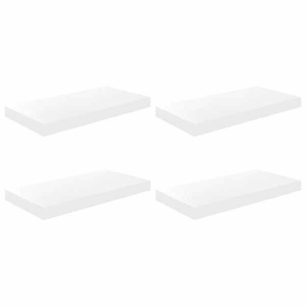 vidaXL Plovouc&iacute; n&aacute;stěnn&eacute; police 4 ks b&iacute;l&eacute; vysok&yacute; lesk 50x23x3,8 cm MDF