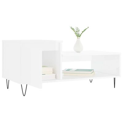 vidaXL Konferenční stolek lesklý bílý 100x50x45 cm kompozitní dřevo