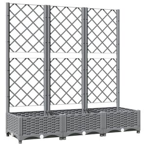 vidaXL Zahradn&iacute; truhl&iacute;k s trel&aacute;ž&iacute; světle &scaron;ed&yacute; 120 x 40 x 121,5 cm PP