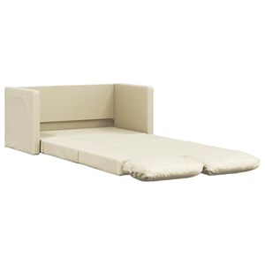 vidaXL Podlahov&aacute; rozkl&aacute;dac&iacute; pohovka 2v1 kr&eacute;mov&aacute; 112x174x55 cm koženka