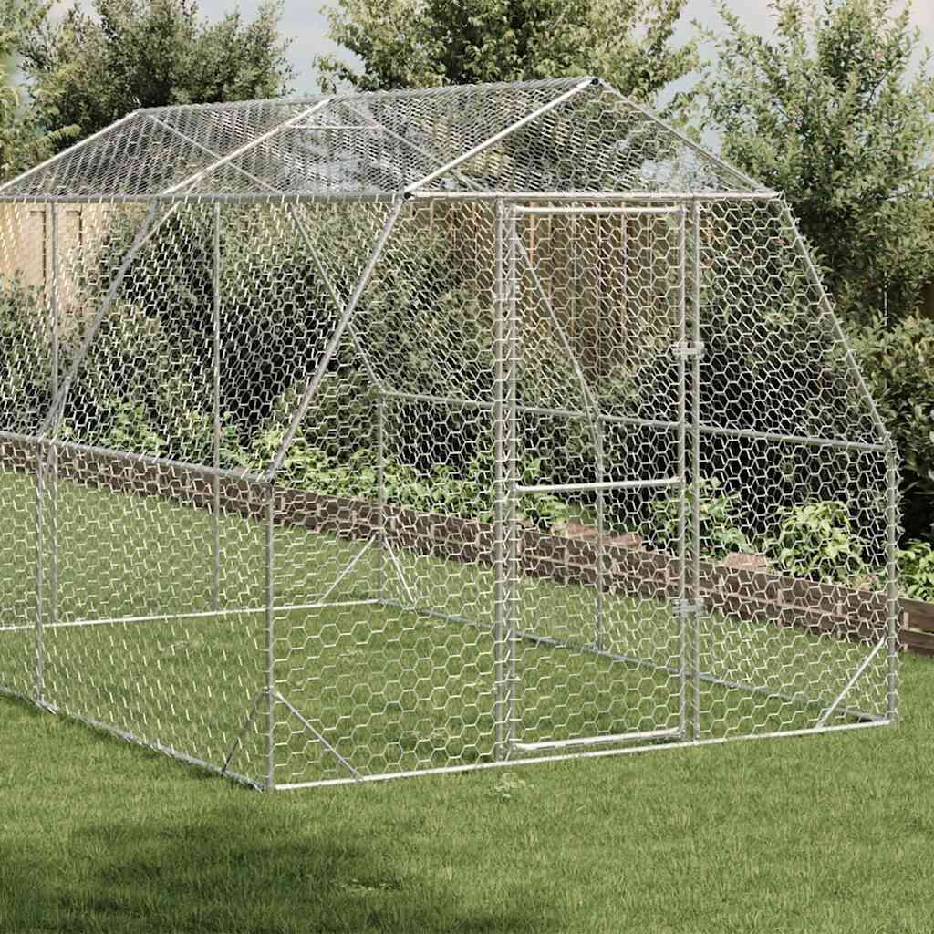 vidaXL Výběh pro slepice 2,5x4x2,25 m pozinkovaná ocel