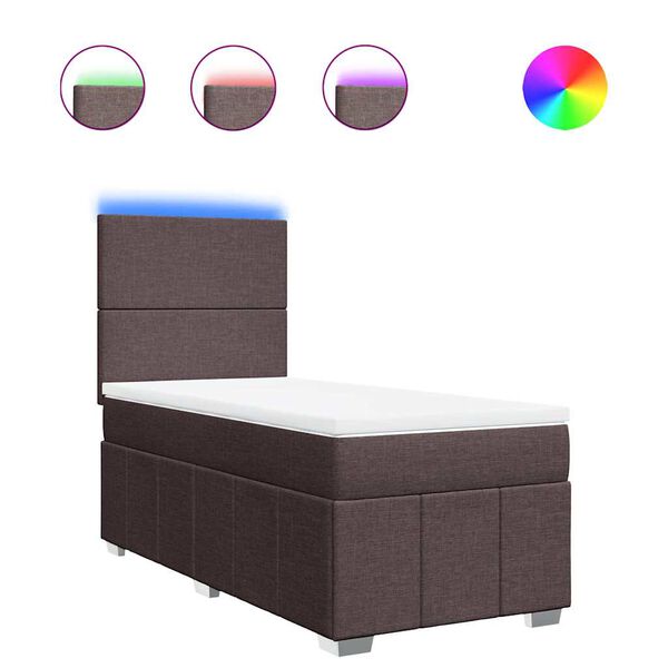 vidaXL Box spring postel s matrac&iacute; tmavě hněd&aacute; 90x200 cm textil